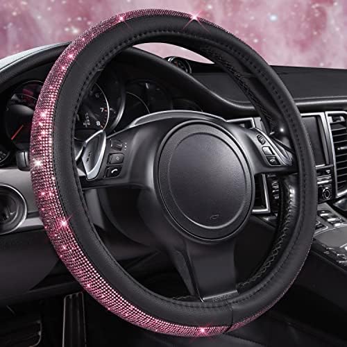 CAR PASS Bling Diamond Leather Steering Wheel Cover, Bling Sparkly Crystal by CARPASS