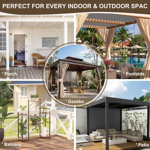 Outdoor Curtains for Patio Waterproof Rod Pocket 8 Pcs 54x84 Inch Cream - Image 7