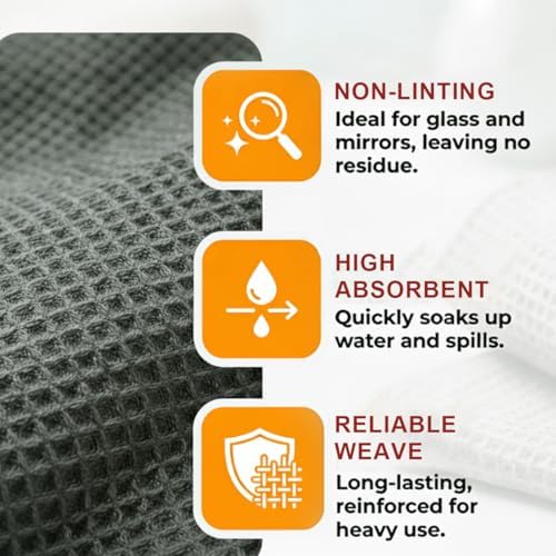 Craedli 3PCS Waffle Weave Microfiber Towel, 16 × 16 Inch Soft Absorbent - Image 4