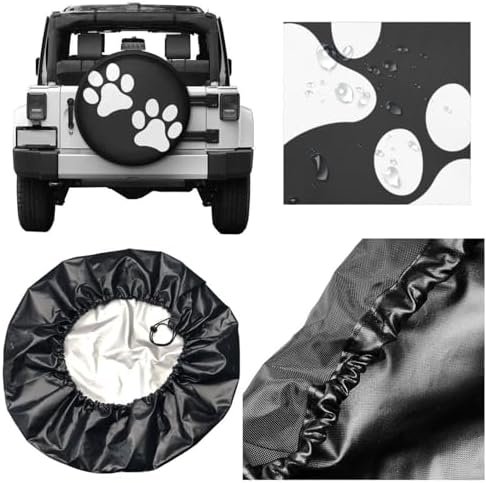 Two Paws Print Dog Pet Foot Mark Spare Tire Cover Universal Waterproof Tire - Image 5
