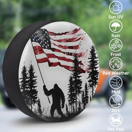 Rv Spare Tire Cover Wheel Bigfoot Flag Mountai Fun Tire Covers Wheel Protectors - Image 3