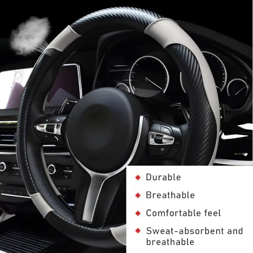 povtii Car Steering Wheel Cover, 15 Inch Leather Breathable Auto Steering Wheel - Image 4