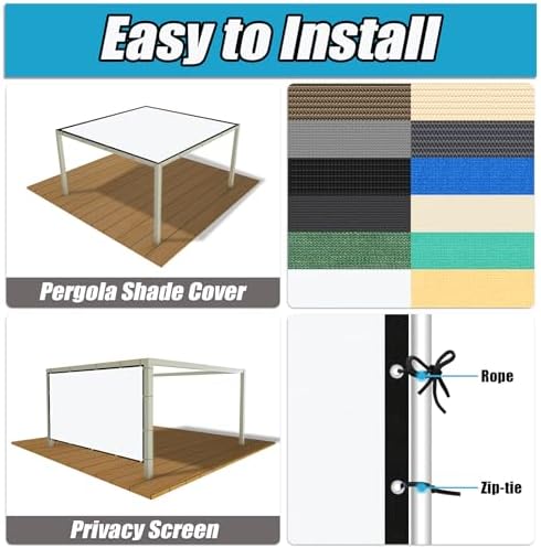 Amagenix 90% Pergola Shade Cover 9' X 10' Sun Shade Cloth - Image 3