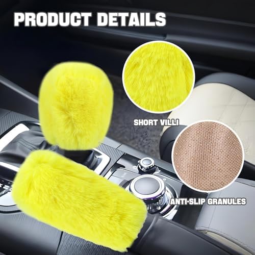 Hovom 2PCS Fluffy Car Gear Shift Knob Cover & Handbrake Cover - Image 3