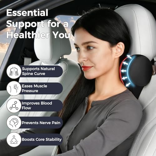 Coverado Car Headrest Pillow, Ergonomic Memory Foam Car Neck Pillow - Image 3