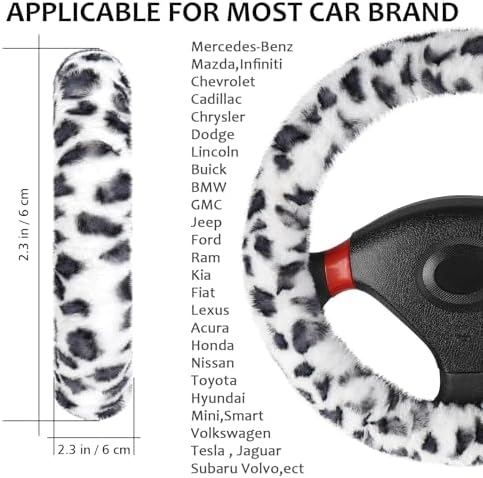 Accmor Fuzzy Car Steering Wheel Cover, Universal Fit Fur Auto Wheel Cover & - Image 2