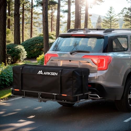 ARKSEN 60" x 23" x 5.5" Folding Hitch Cargo Carrier w/Bag, 2 Straps&Net - Image 2