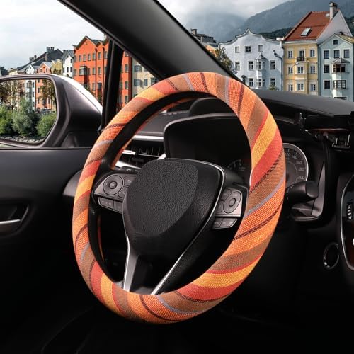 SEG Direct Boho Steering Wheel Cover, Baja Blanket Cloth, Coarse Flax - Image 2