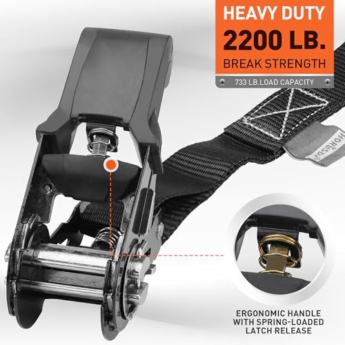 HORUSDY Ratchet Straps Heavy Duty, Tie Down Straps Ratchet Set, 2200 LB Break - Image 2