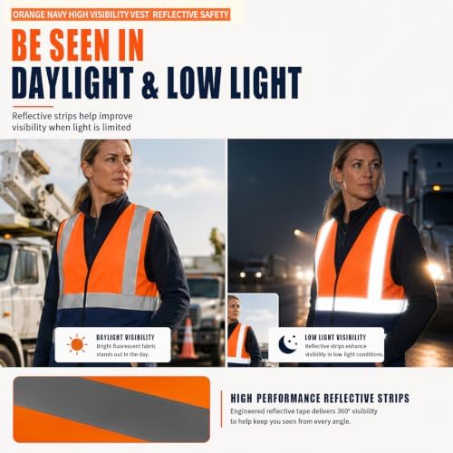 AYKRM 12 colour High visibility viz vest hi vis viz reflective work - Image 3