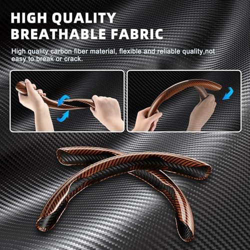 Amiss 3pcs Carbon Fiber Anti-Skid Steering Wheel Cover, Waterproof Design - Image 2
