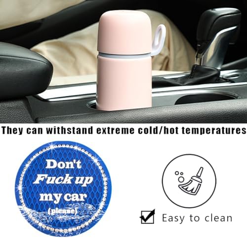 2 PCS Bling Car Cup Coaster, 2.75 Inch Anti-Slip Cup Holder Insert Coasters - Image 3