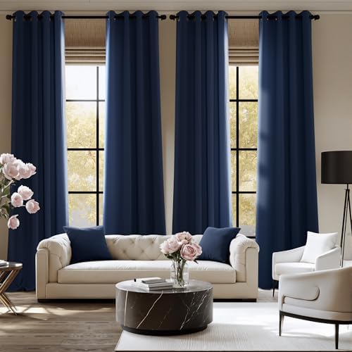 NICETOWN Navy Blue Blackout Draperies Heat Insulated Curtain 95 inch - Image 2