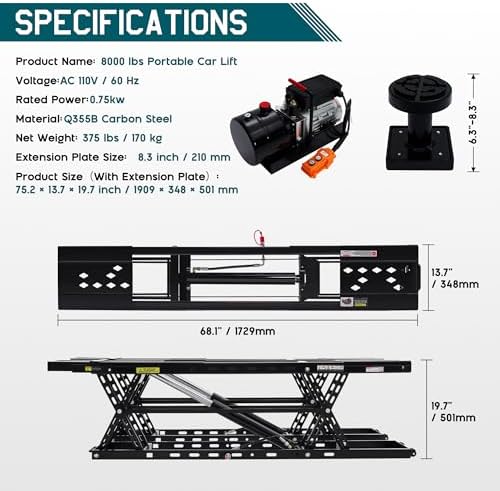 Albott 8000 LBS Portable Car Lift - Image 2