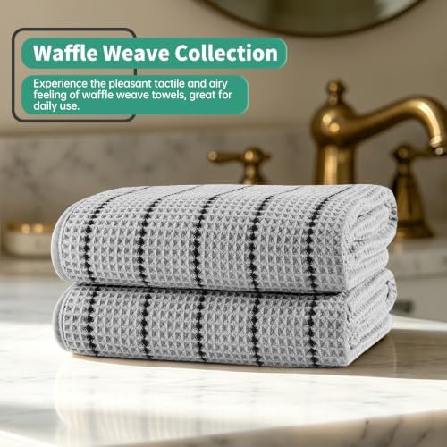 MICROFI New Microfiber Waffle Bath Towels, 2 Pieces, Fast Drying, Lint Free - Image 6