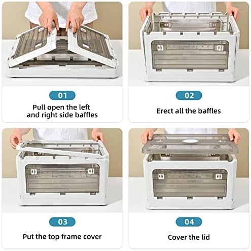 32Qt Plastic Storage Bins with Lid, Collapsible Storage Bins with Wheels - Image 6