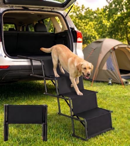 Foldable Dog Stairs Steps for Car Truck SUV, Stairs for Dogs to Get in Car by Home