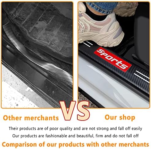 4Pcs Car Door Sill Protector, Sport Carbon Fiber Threshold Anti-Scratch Sticker - Image 4