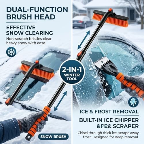 41" Snow Brush 2-in-1 Ice Scrapers - Image 4