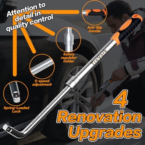 Extendable Lug Wrench Flip Sockets, 4-in-1 Telescoping Tire Tool Set - Image 2