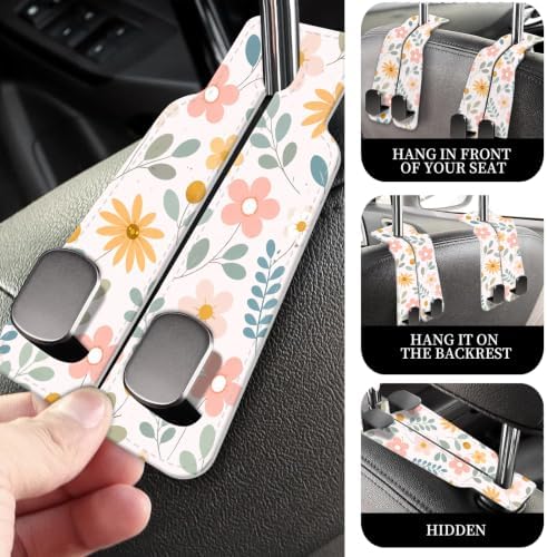 PU Leather Car Seat Hook, Storage Headrest Hanger, Cute Car Backseat Organizer - Image 2