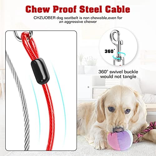 Chew Proof Dog Car Seat Belt, 2 in 1 Steel Cable Dog Car Accessories Headrest - Image 2