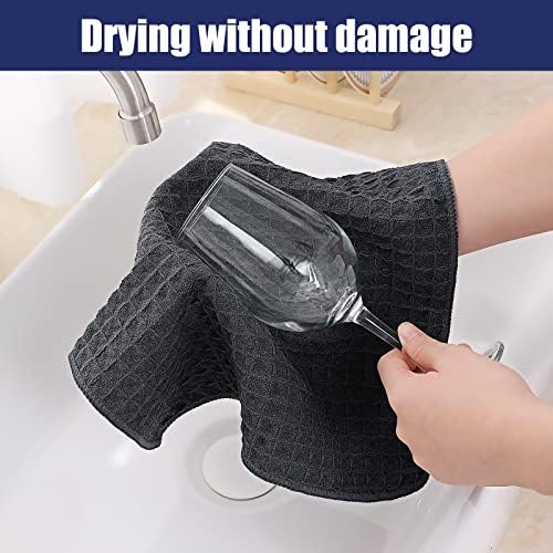 Homaxy Microfiber Waffle Weave Kitchen Dish Cloths, 6 Pack, Dark Grey - Image 4