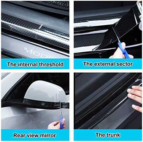 Tallew 3 Rolls 67 ft Carbon Fiber Vinyl Wrap Car Edge Door Sill Protector - Image 4