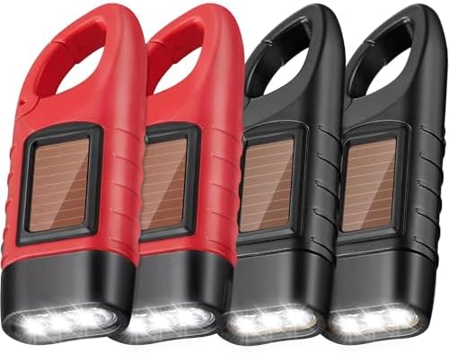 Mudder 4 Pack Hand Crank Solar Flashlight LED Emergency by Mudder
