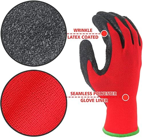 Evridwear Crinkle Latex Rubber Coated Safety Work Gloves - Image 4