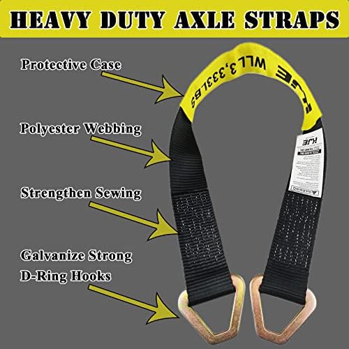 KJE Heavy Duty Car Trailer Tie Down Straps 4 Pack Kit - Image 5