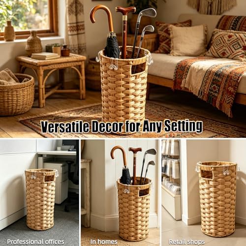 Rattan Umbrella Stand with Drip Tray - Image 6