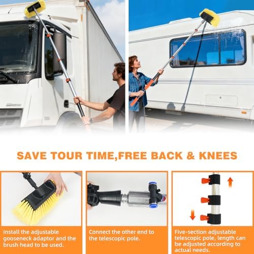 16FT Car Wash Brush with Long Handle Telescoping Extension Pole Angle Adapter - Image 4