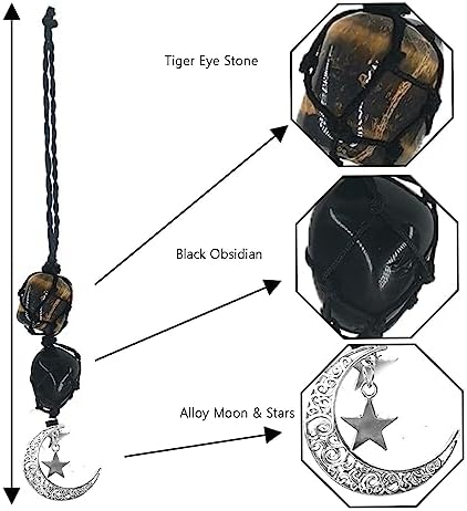 Crystals Tiger Eye Stone Cute Boho Car Mirror Hanging Accessories - Image 2