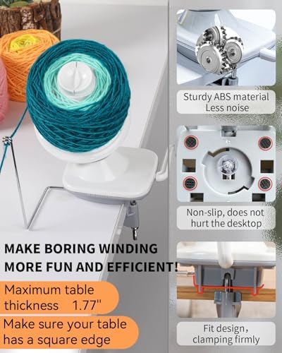 SPEENSUN 3.5 OZ Manual Yarn Cake Winder, Low Noise Spinner - Image 4