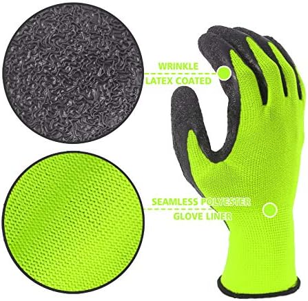 Evridwear Crinkle Latex Rubber Coated Safety Work Gloves - Image 3