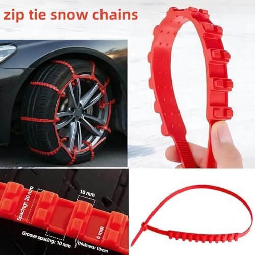 20 PCS Universal Emergency Tire Chains, Adjustable Plastic Anti-skid Ties - Image 2