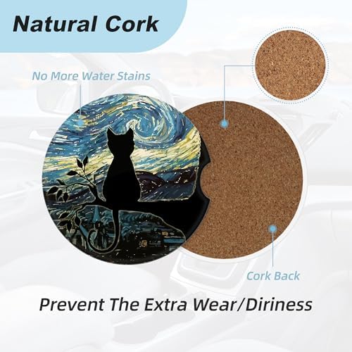 Aesthetic Black Cat Car Coasters - Image 4