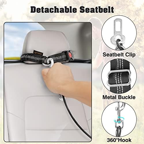 Chew Proof Dog Car Seat Belt, 2 in 1 Steel Cable Dog Car Accessories Headrest - Image 2