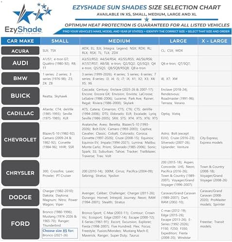 EzyShade Car Windshield Sun Shade. See Vehicle Size-Chart. Medium Size - Image 4