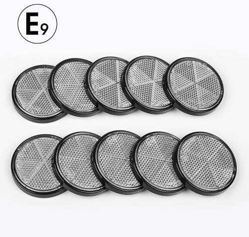 10 Pack White Self Adhesive Round Reflectors, E9 Approval - Image 4