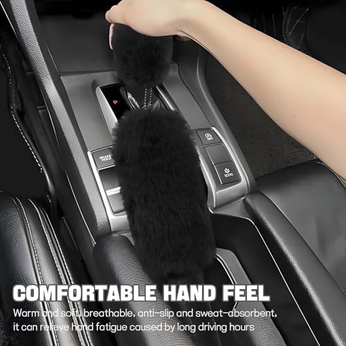 Hovom 2PCS Fluffy Car Gear Shift Knob Cover & Handbrake Cover - Image 4