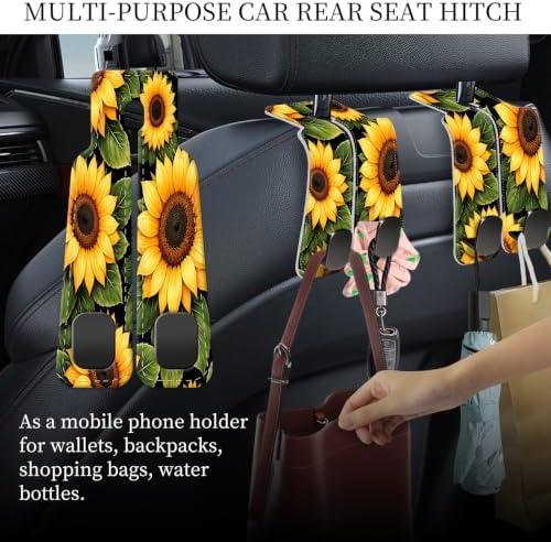 PU Leather Car Seat Hook, Storage Headrest Hanger, Cute Car Backseat Organizer - Image 3