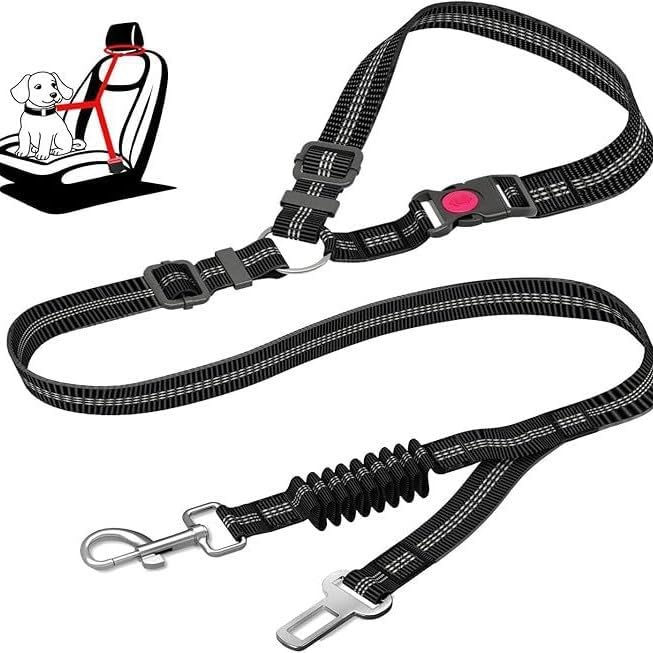 Black 2-in-1 Dog Seat Belt for car, Adjustable Safety Leash - Image 6