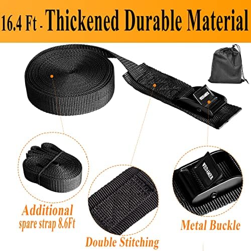 WEDAMER Kayak Tie Down Straps 1" x16.4Ft Cam Buckle Lashing Straps 4 Pack - Image 6