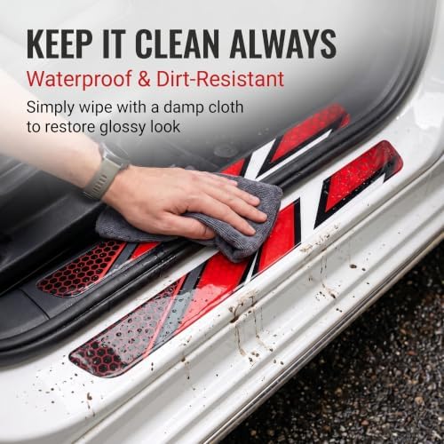 4 PCS Car Door Sill Protector, Passionate Racing Style Threshold Decor Guard - Image 4