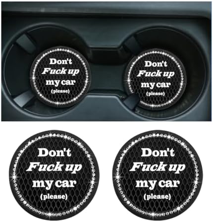 2 PCS Bling Car Cup Coaster, 2.75 Inch Anti-Slip Cup Holder Insert Coasters by Sylvil