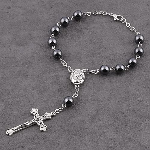 Hematite Beads Auto One Decade Car Rosary Clasp Terra Jerusalem Medal - Image 3