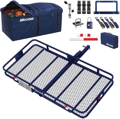 Mockins 60"x30"x6" Navy Trailer Hitch Cargo Carrier w/ 500 Lbs Capacity by Mockins