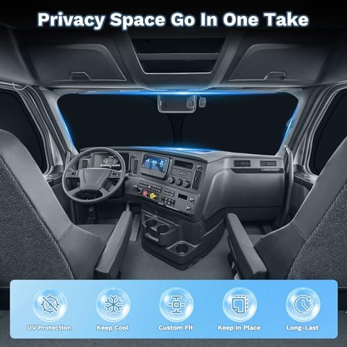 KUST Car Window Shades for Freightliner Cascadia 2018-2025 2026 Windshield Sun - Image 5